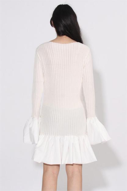 Jersey Ball Sleeve Ruffle Hem Mini Dress