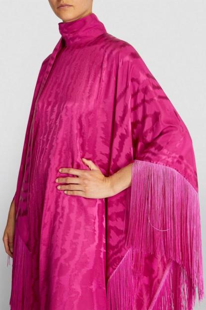 Satin Tassel High Neck Midi Dress
