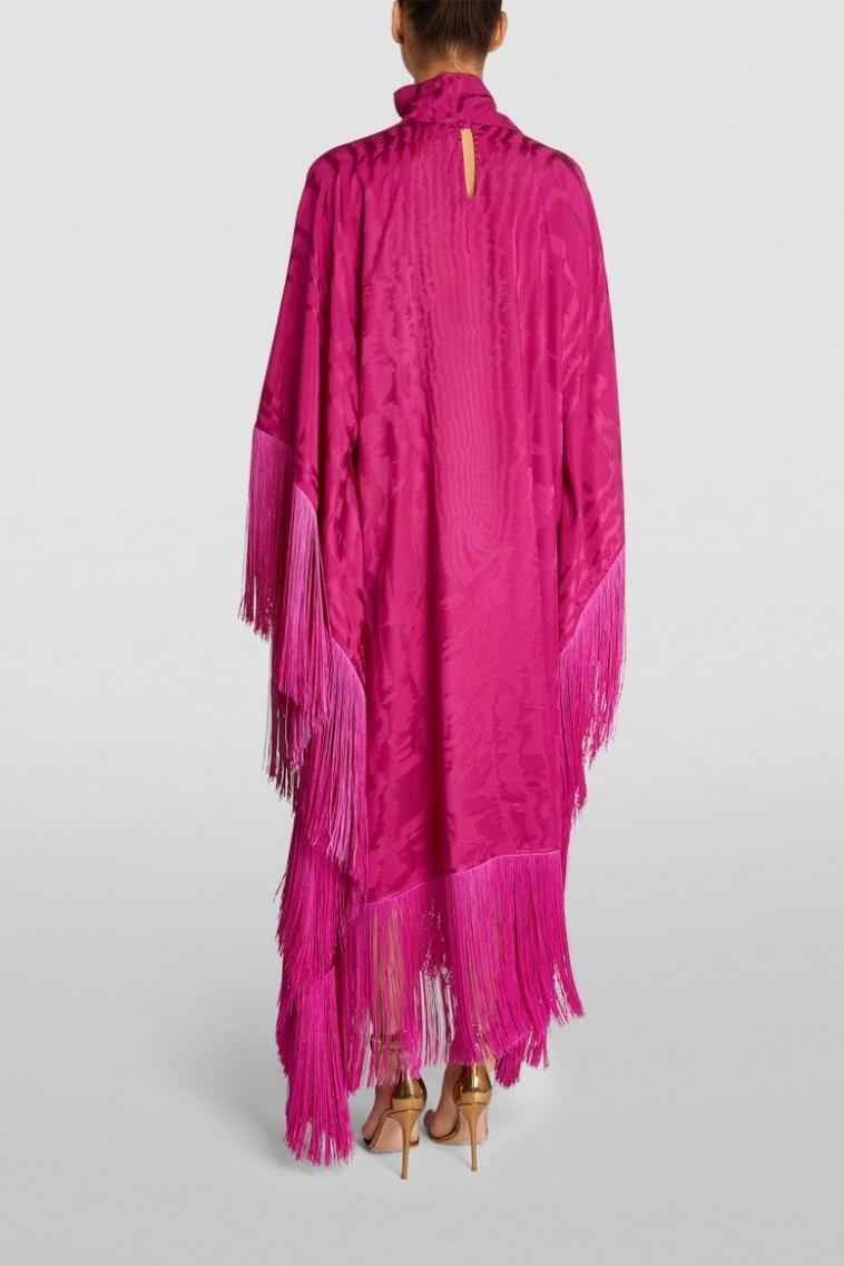 Satin Tassel High Neck Midi Dress