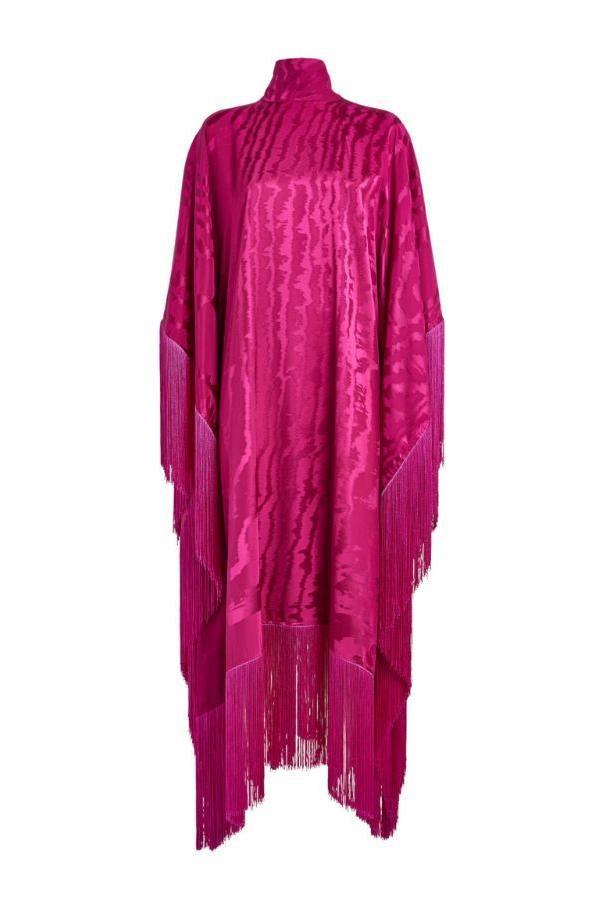 Satin Tassel High Neck Midi Dress