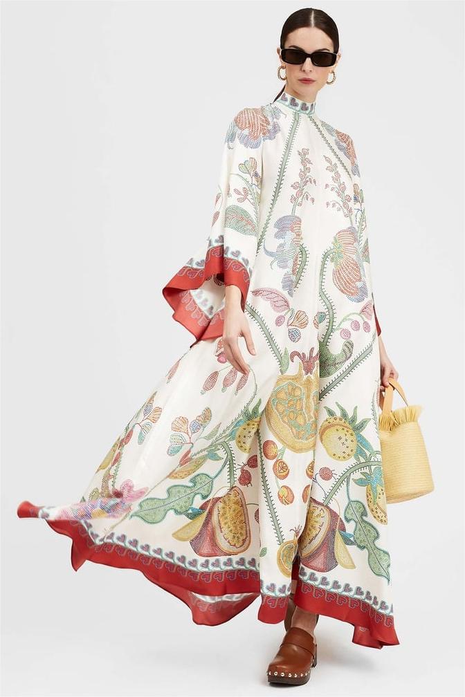 Floral V-Neck Ball Sleeve Maxi Dress