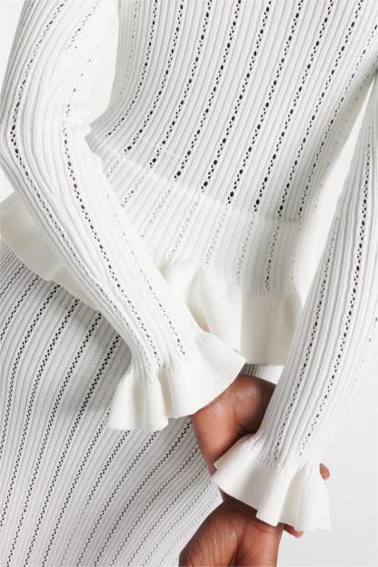Solid Metal Bottom Top ＆ High Waist Knit Midi Dress Set