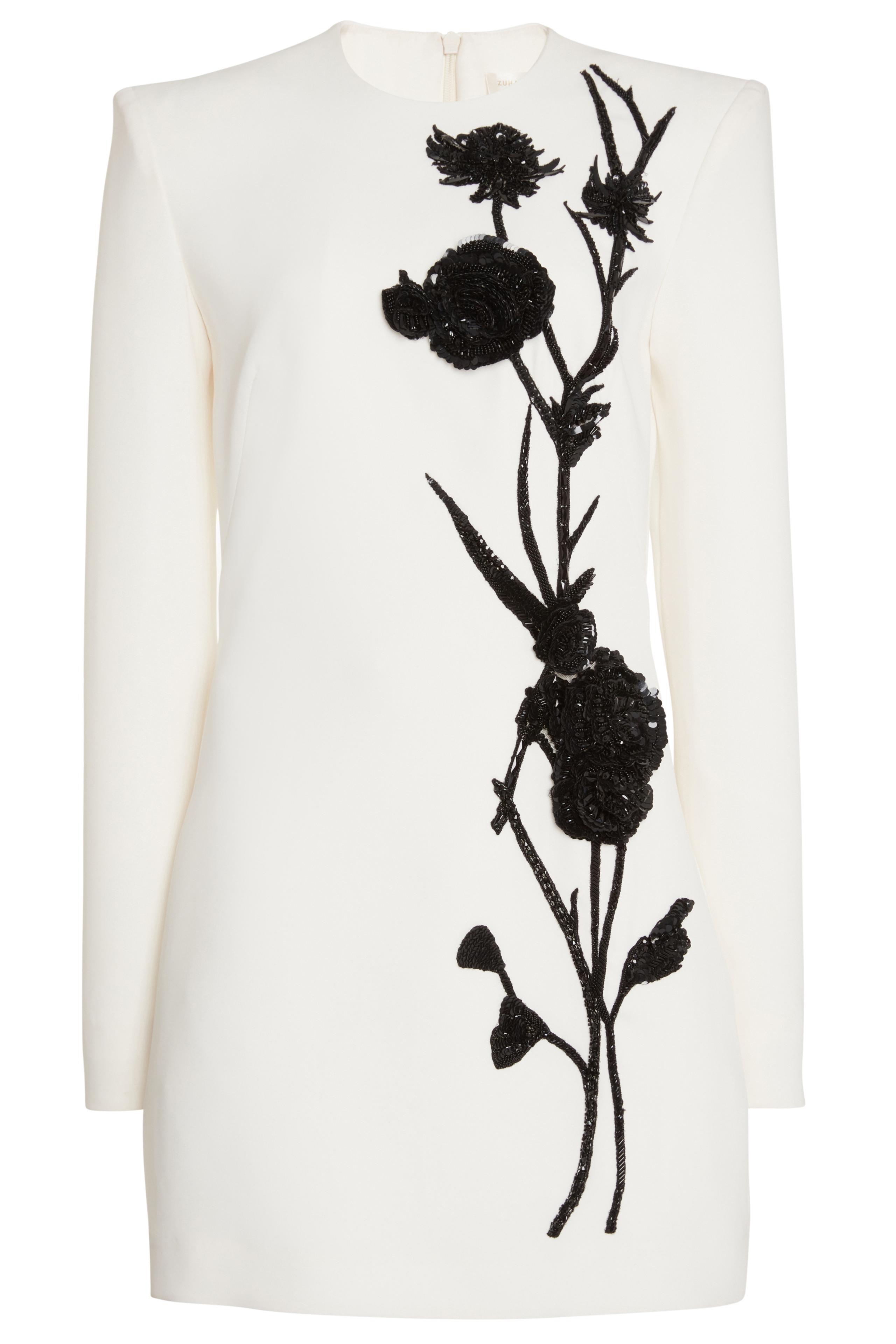 Nail bead embroidery Floral Mini Dress