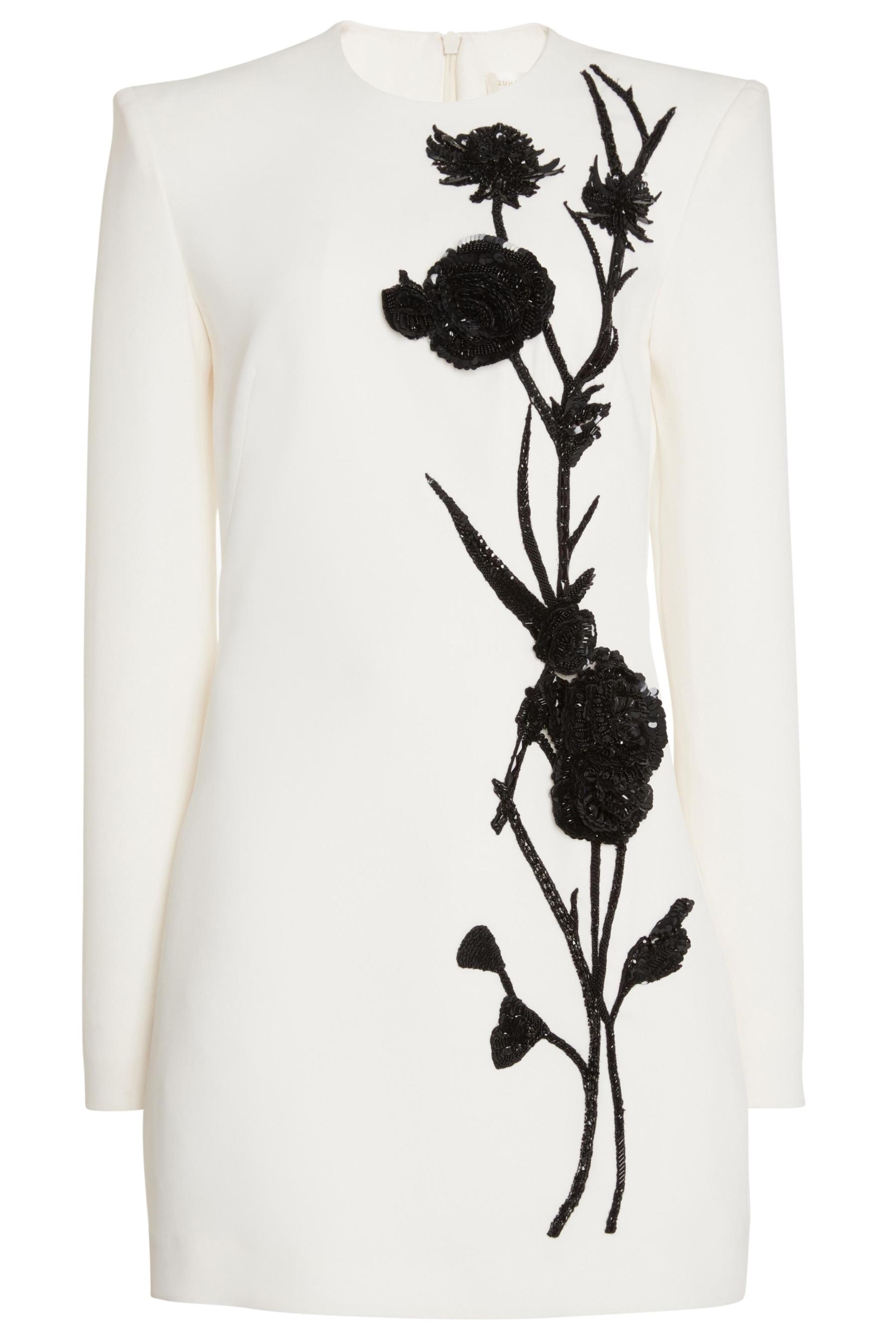 Nail bead embroidery Floral Mini Dress