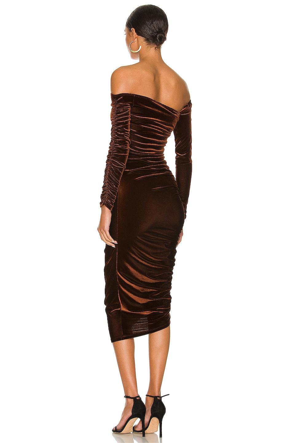 Solid Velvet Off-Shoulder Midi Dress