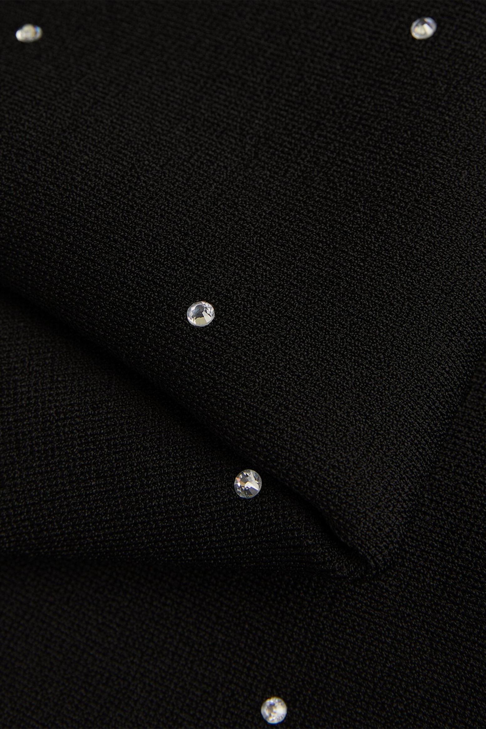 Jersey Rhinestone Backless Midi Dress