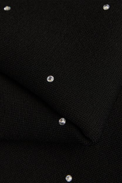 Jersey Rhinestone Backless Midi Dress