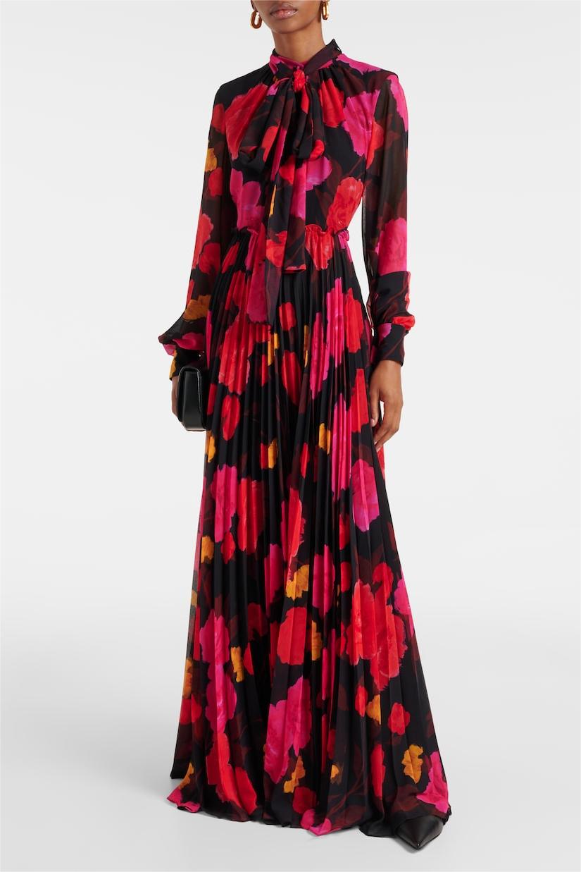 Abstract Print  Long Sleeve Lace-Up Midi Dress