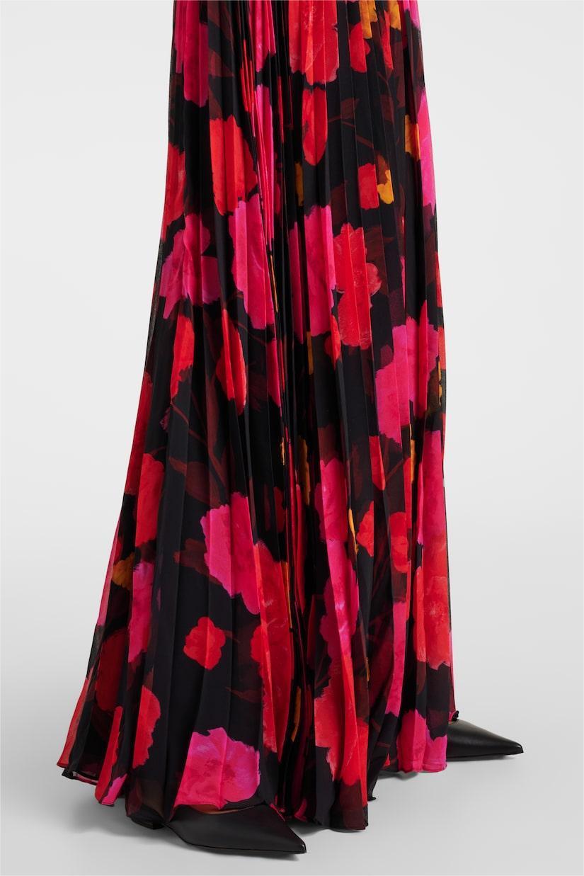 Abstract Print  Long Sleeve Lace-Up Midi Dress