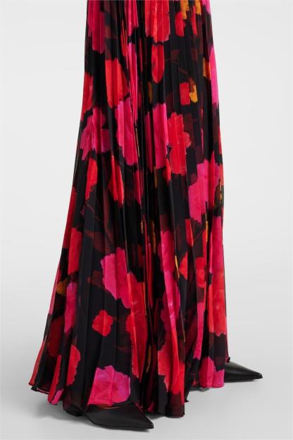 Abstract Print  Long Sleeve Lace-Up Midi Dress