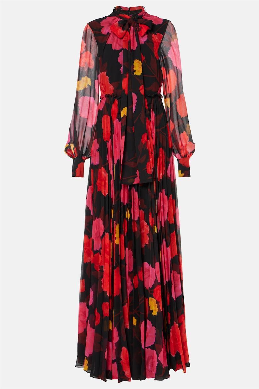 Abstract Print  Long Sleeve Lace-Up Midi Dress