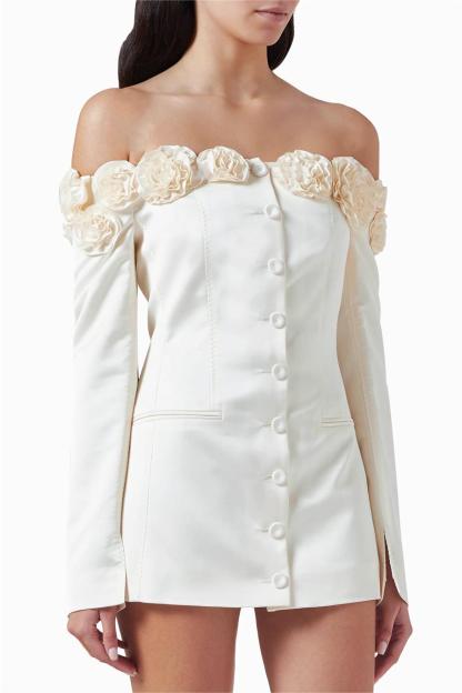 3D Floral Off-Shoulder Mini Dress