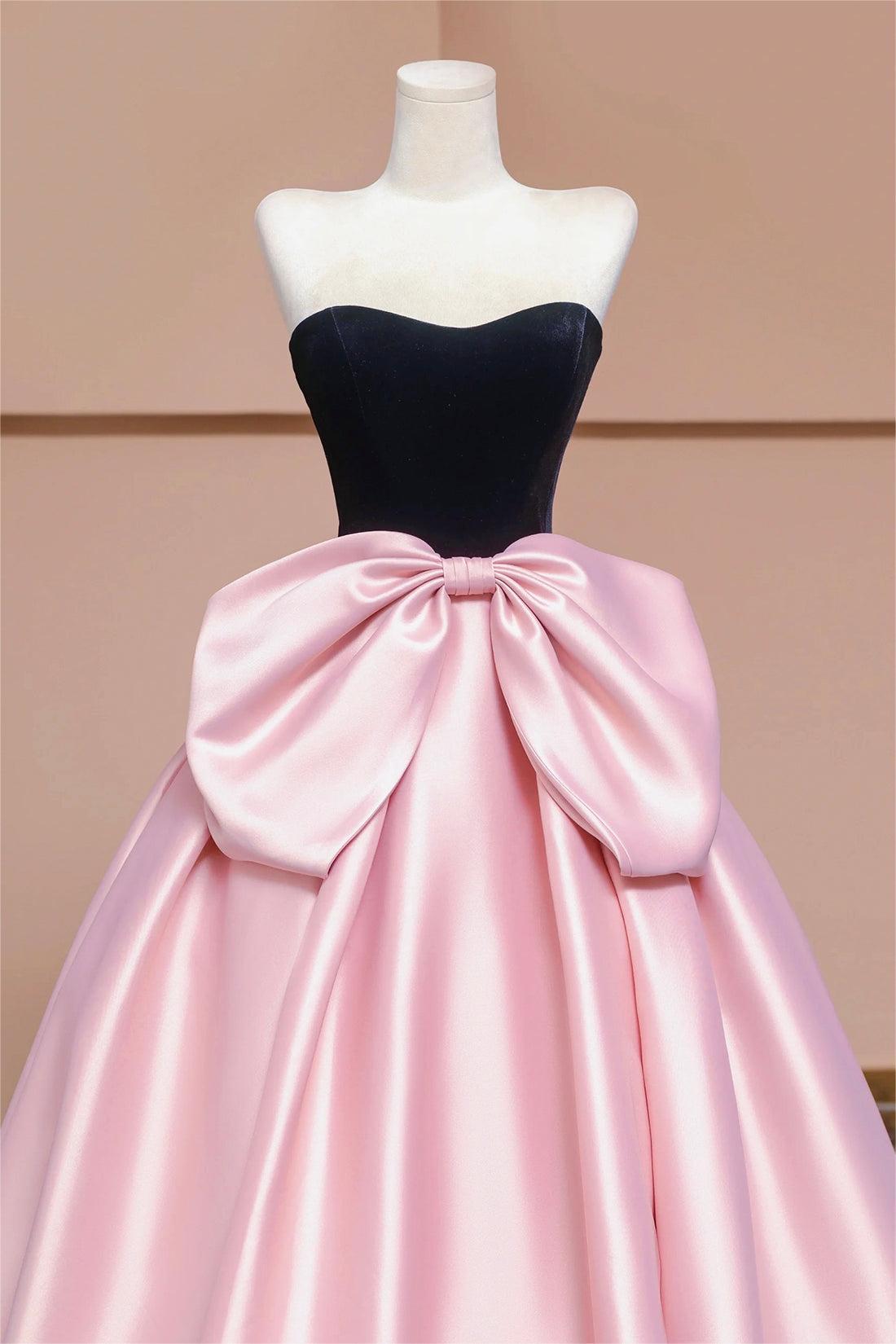 Velvet Bow Sleeveless Midi Dress With Gloves