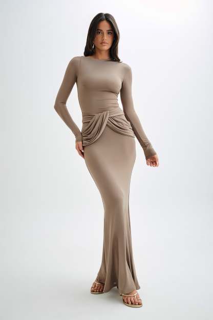 Jersey Solid Knotted Midi Dress
