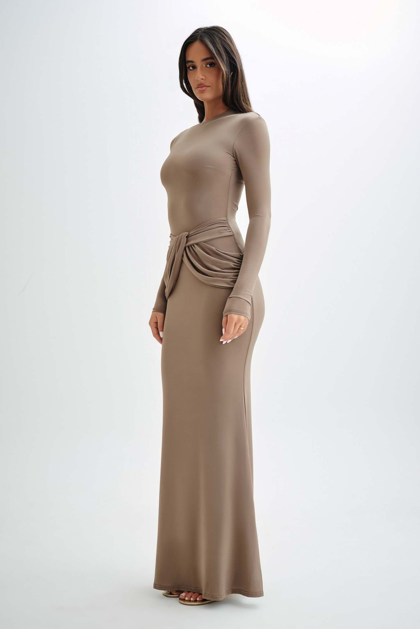 Jersey Solid Knotted Midi Dress