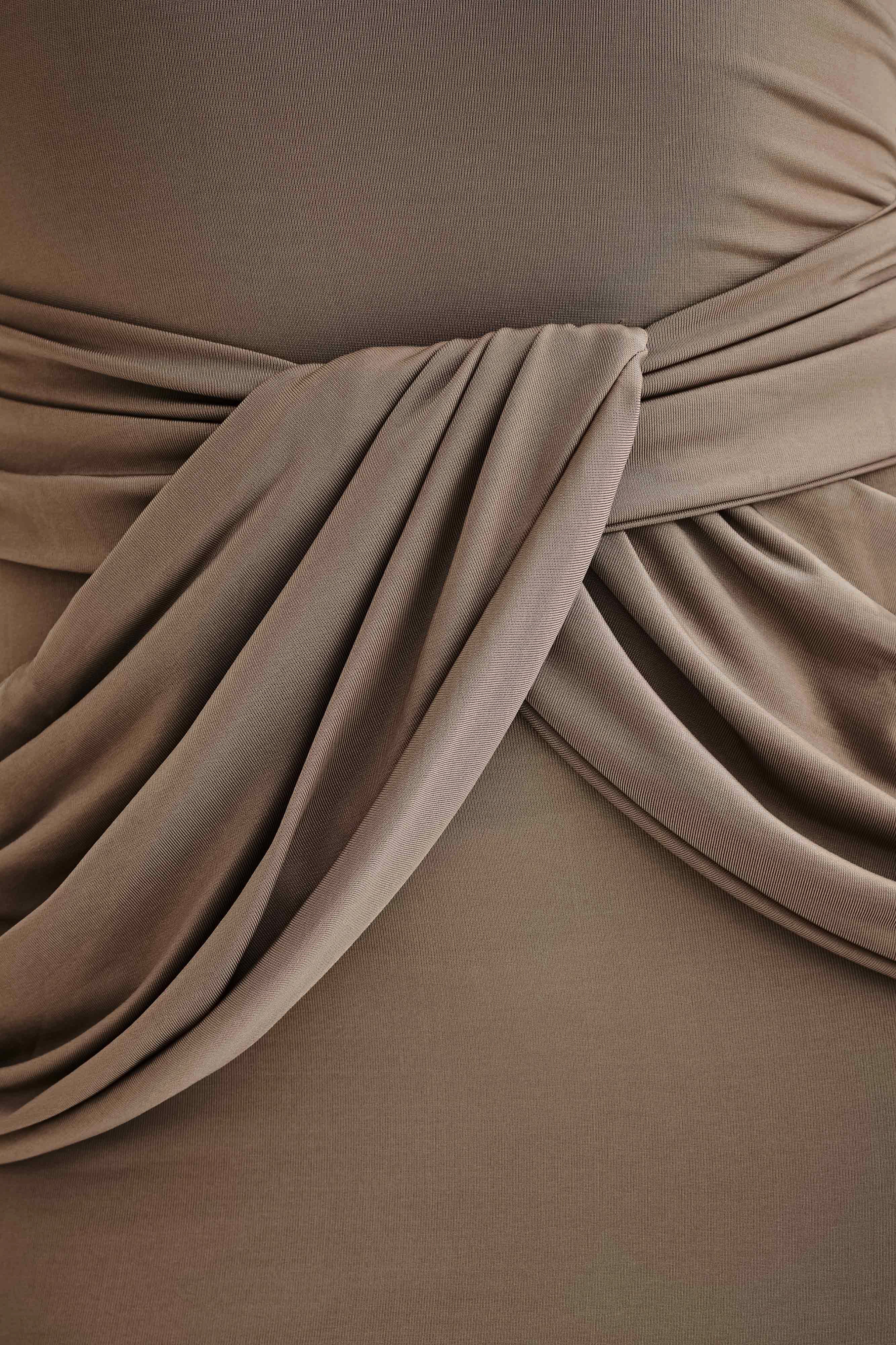 Jersey Solid Knotted Midi Dress