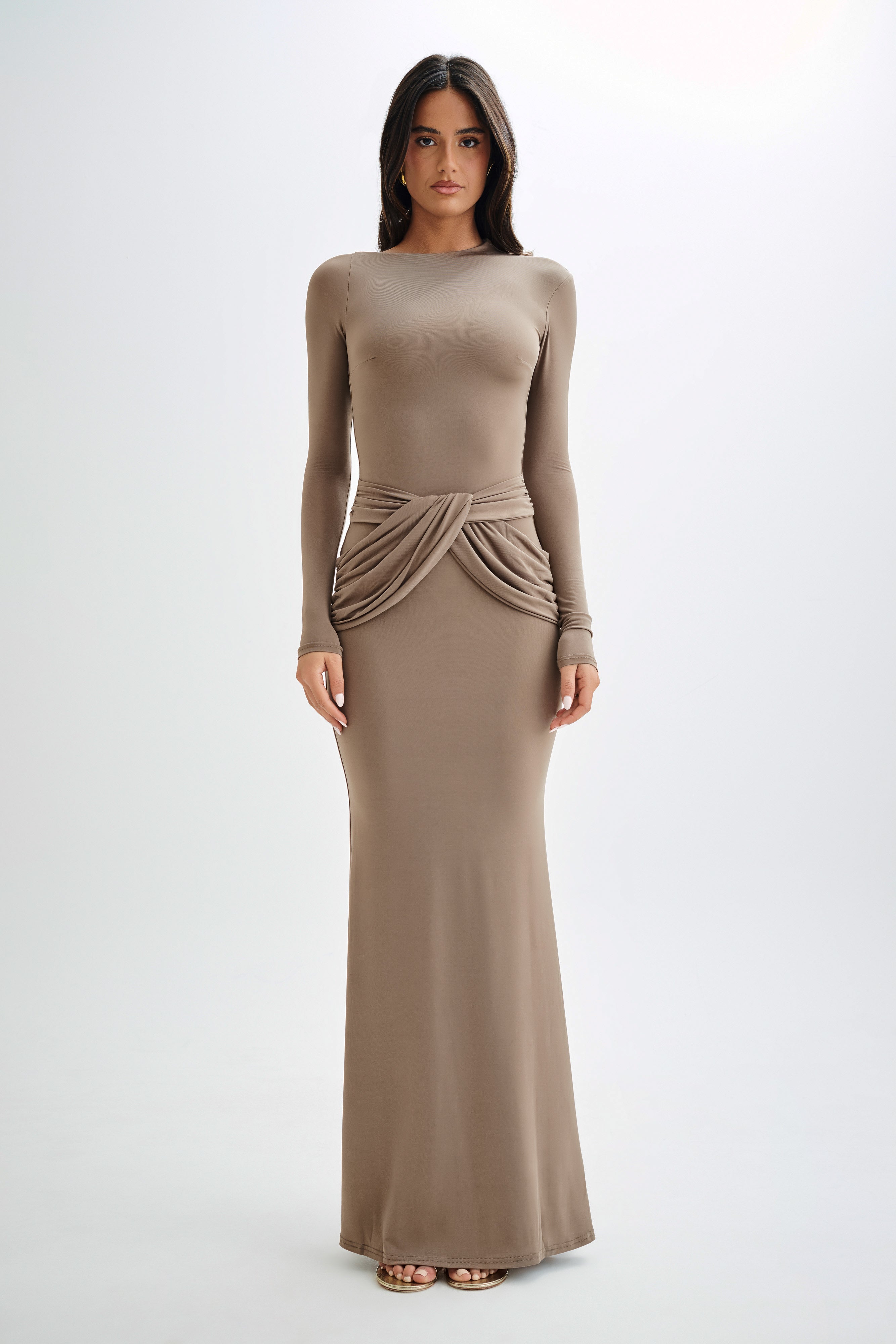 Jersey Solid Knotted Midi Dress