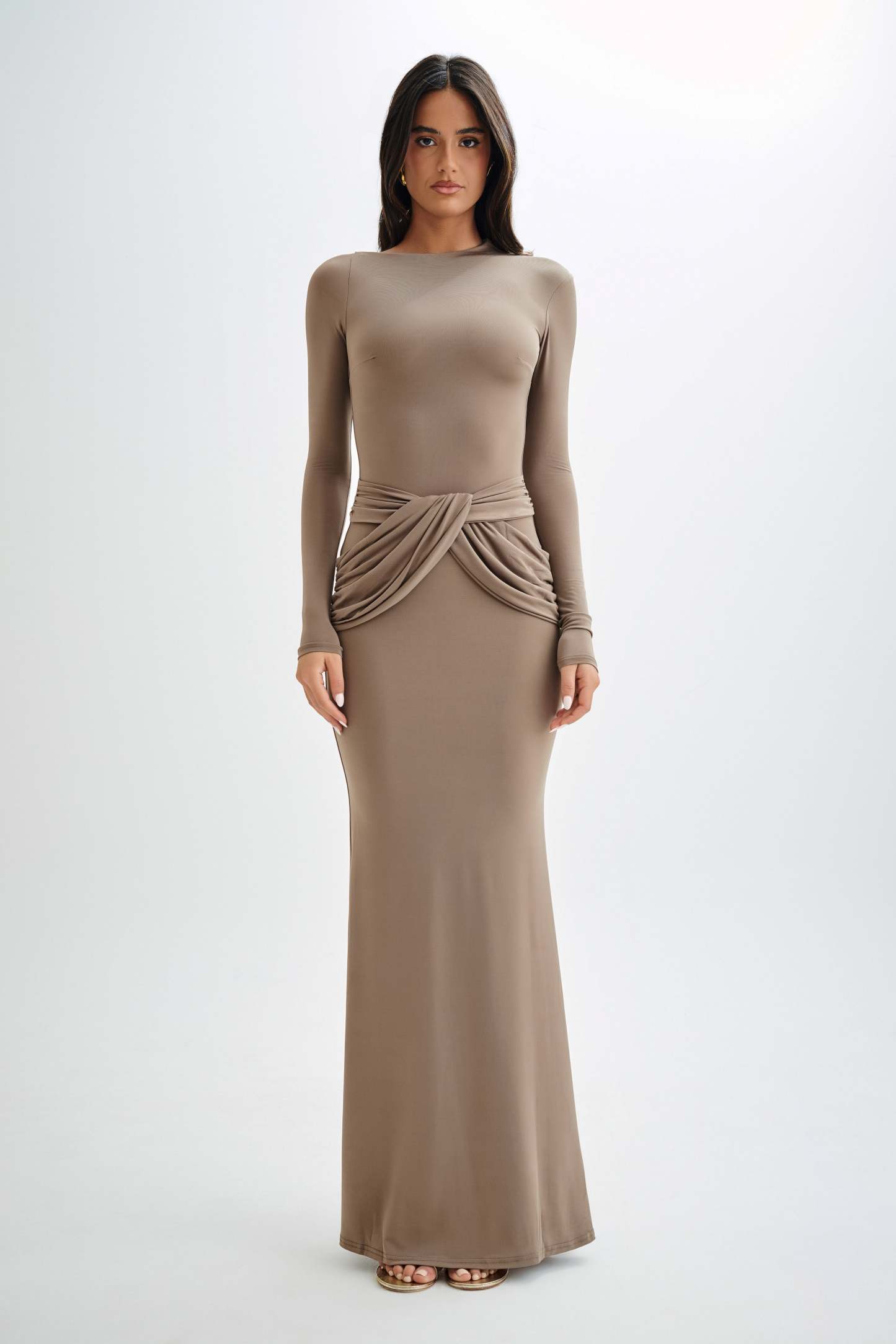 Jersey Solid Knotted Midi Dress