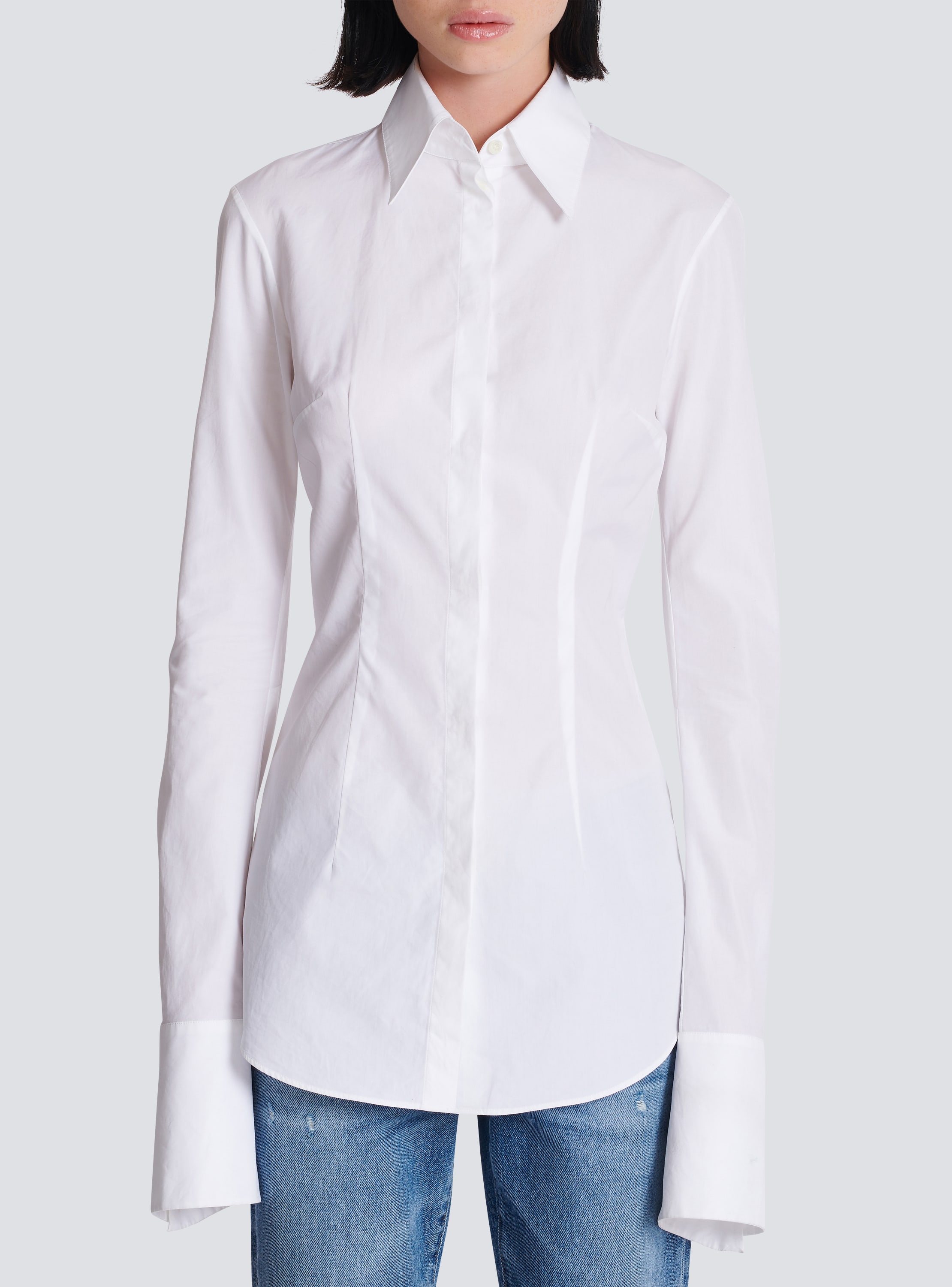 Solid Metal Button Long Sleeve Shirt