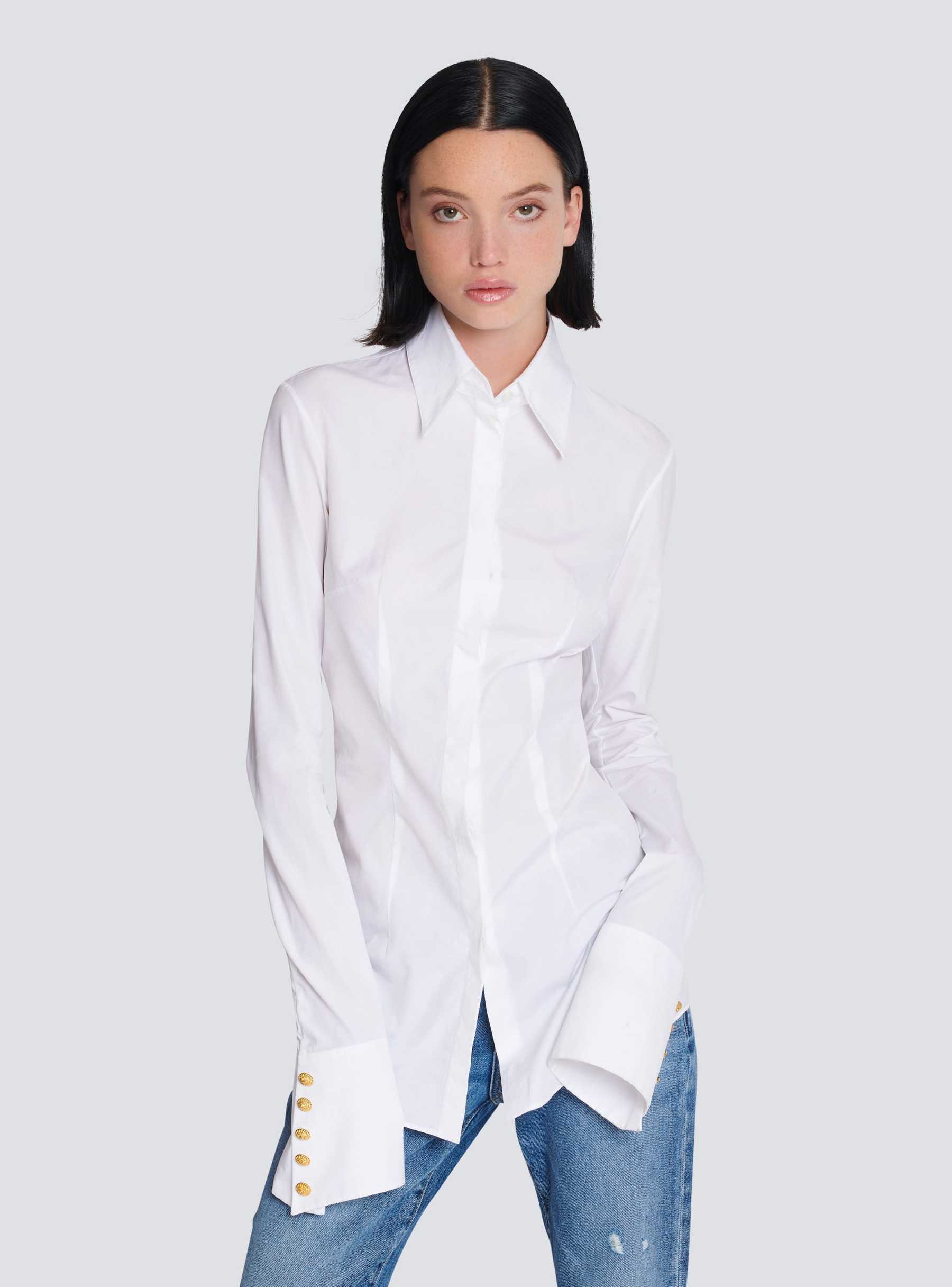 Solid Metal Button Long Sleeve Shirt