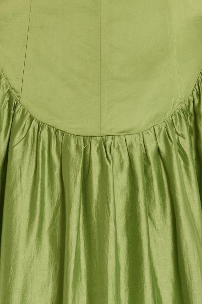 Round Neck Long Sleeve Gathering Top & High Waist Solid Maxi Skirt Set