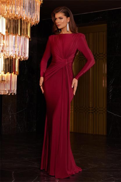 Jersey Solid Ruched Midi Dress