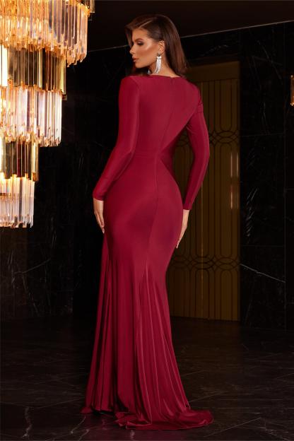 Jersey Solid Ruched Midi Dress