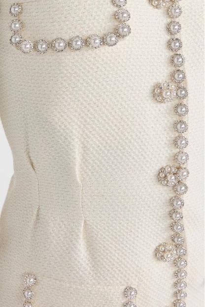 Tweed  Faux Pearl Single Breasted Mini Dress