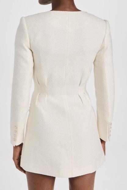 Tweed  Faux Pearl Single Breasted Mini Dress