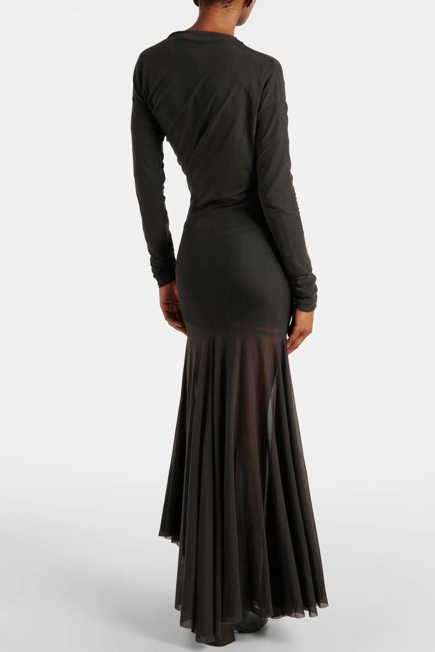 Chiffon Solid Long Sleeve Midi Dress