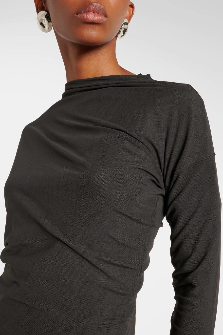 Chiffon Solid Long Sleeve Midi Dress