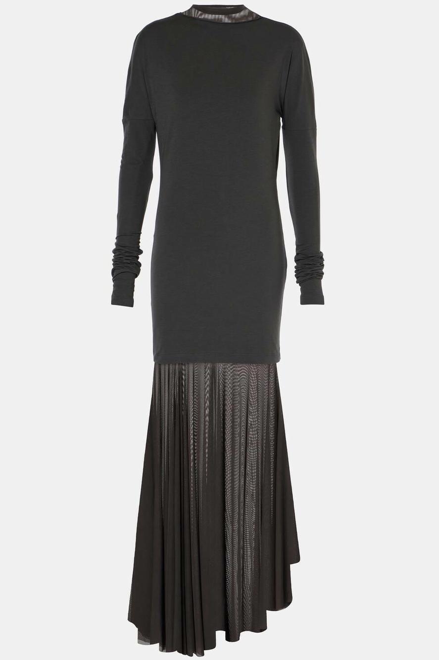 Chiffon Solid Long Sleeve Midi Dress