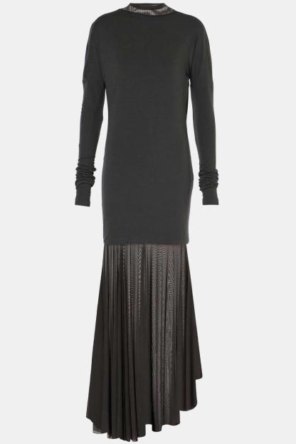 Chiffon Solid Long Sleeve Midi Dress