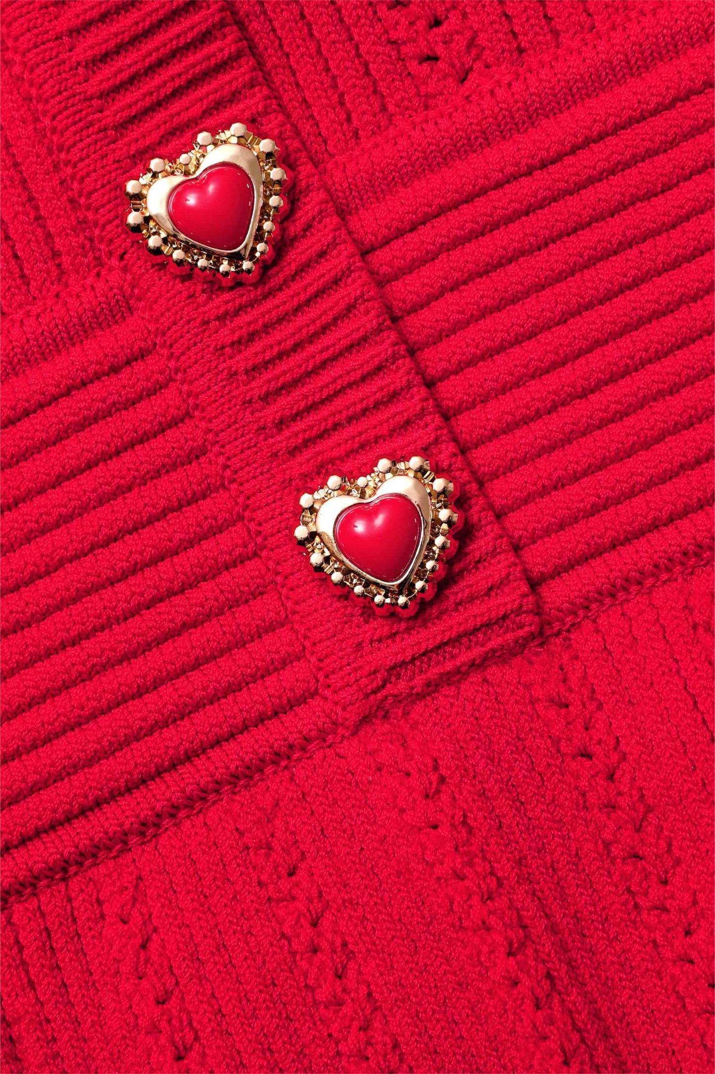 Knit Metal Button Long Sleeve Mini Dress