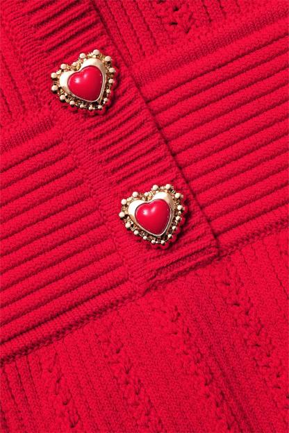 Knit  Metal Button Long Sleeve Mini Dress