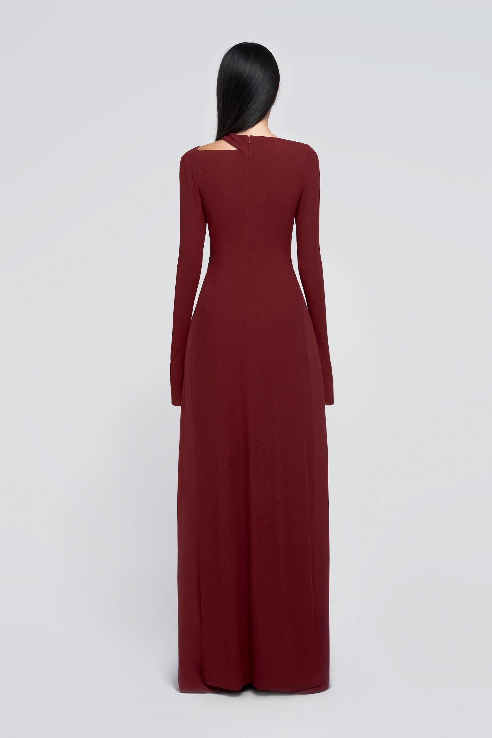 Solid Cut-Out Long Sleeve Maxi Dress