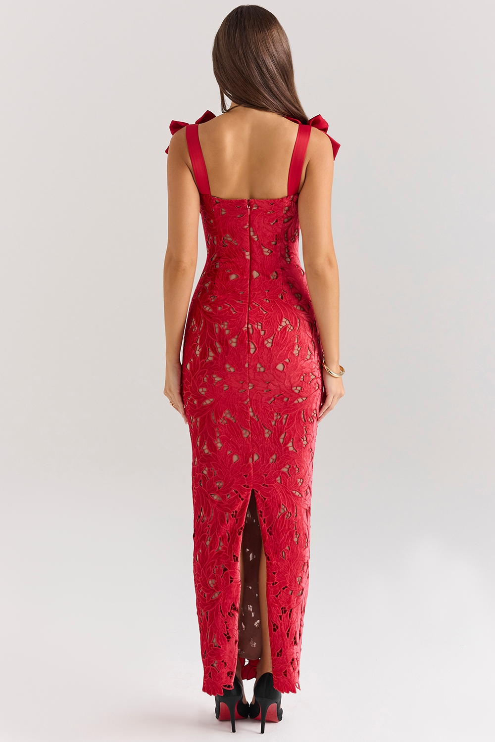 Bow Lace Sleeveless Midi Dress