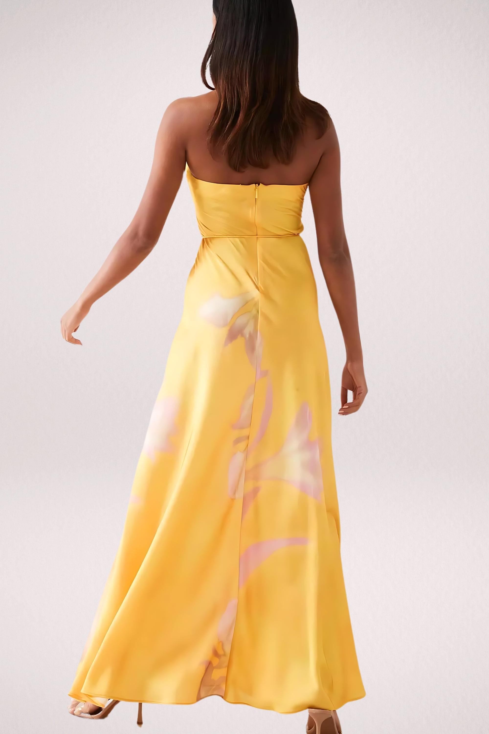 Satin Floral Halter Neck Midi Dress