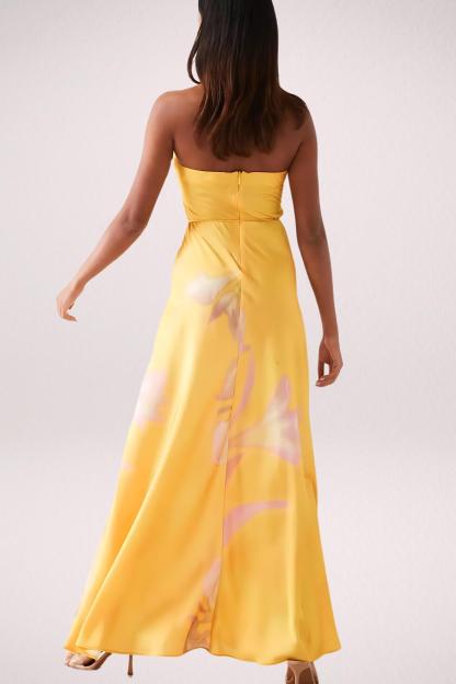 Satin Floral Halter Neck Midi Dress