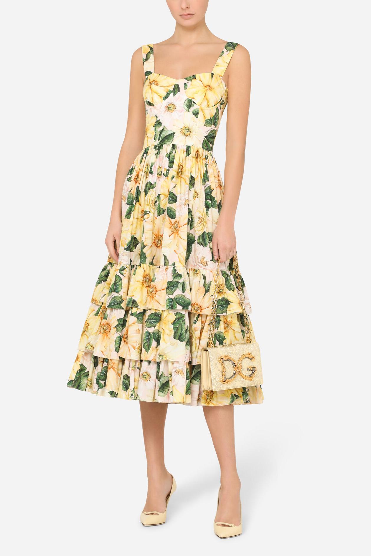 Floral Sleeveless Sweetheart Neck Midi Dress