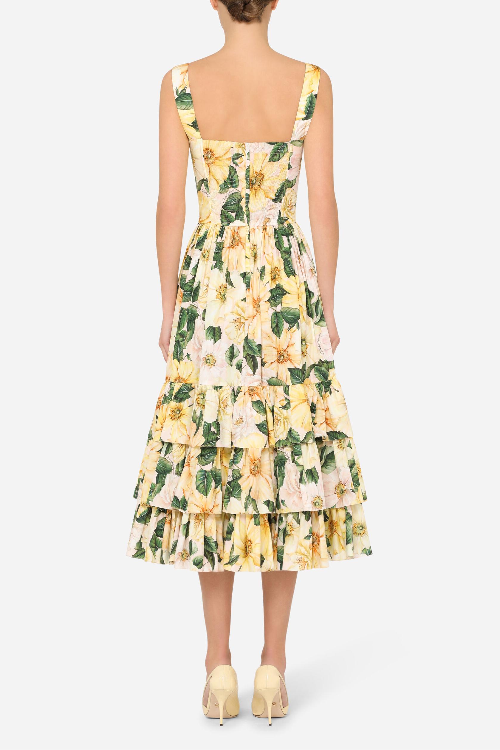 Floral Sleeveless Sweetheart Neck Midi Dress