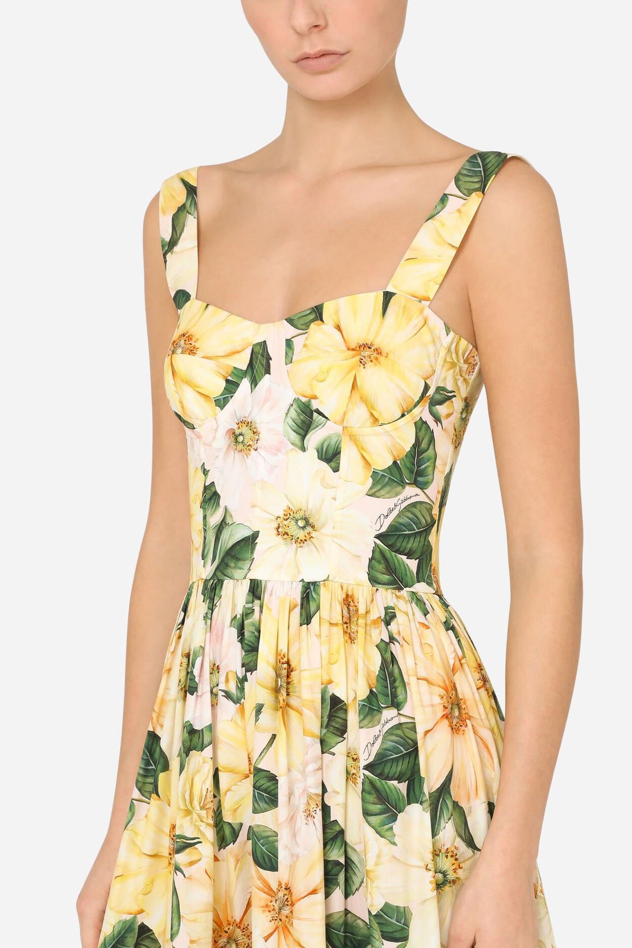 Floral Sleeveless Sweetheart Neck Midi Dress