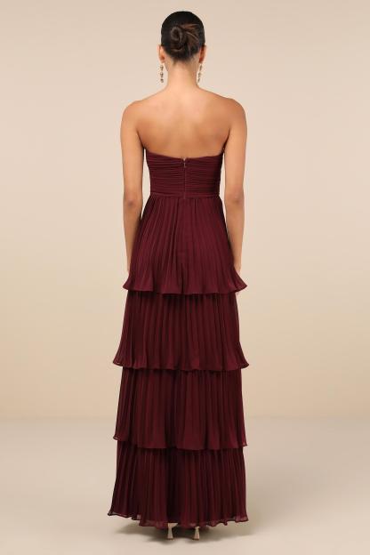Off-Shoulder Pleat Tiered Maxi Dress