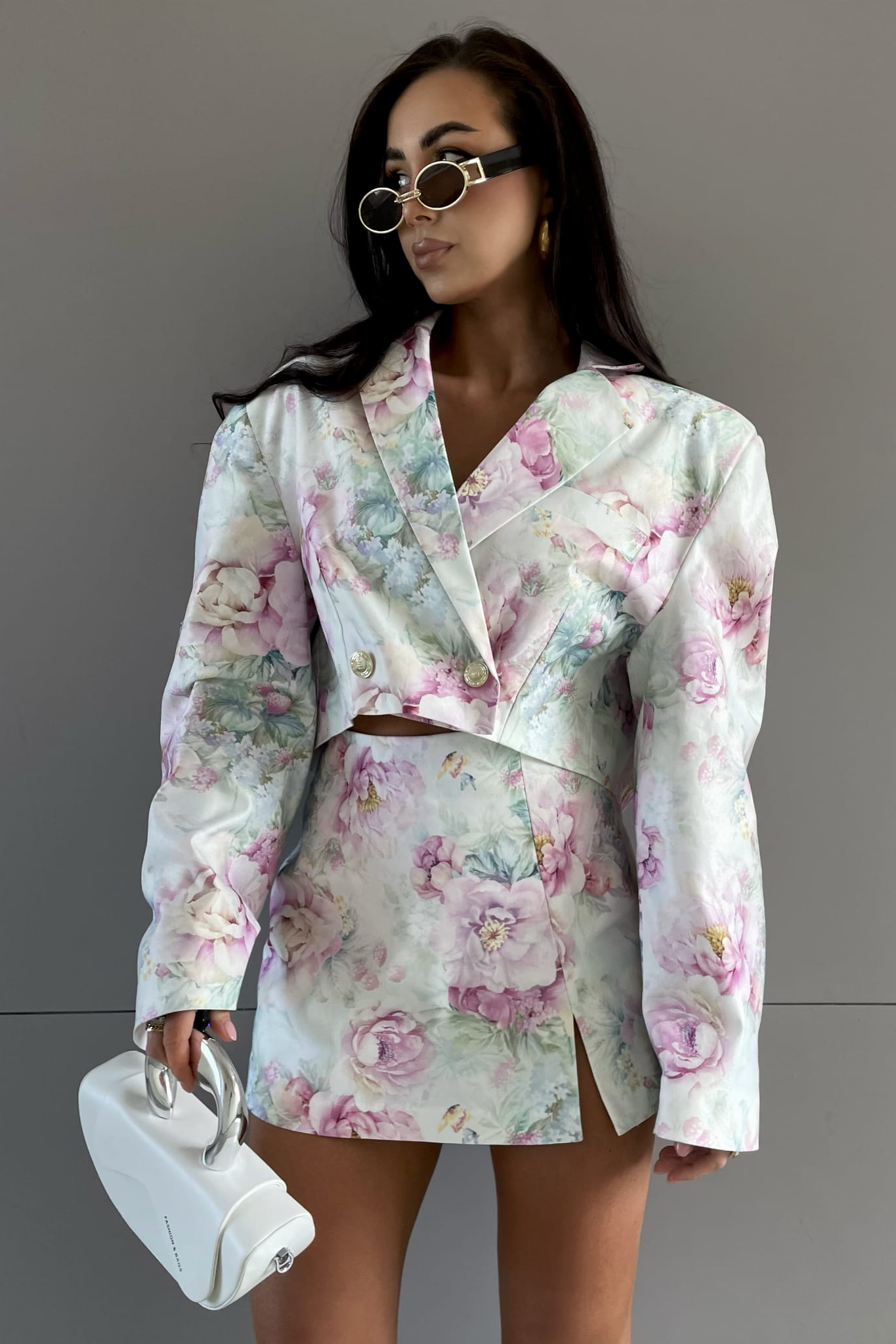 Floral Long Sleeve Blazer & Mid Waist Floral Pants Set