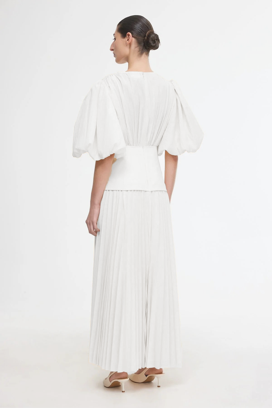 Solid Pleated Lace-Up Midi Dress