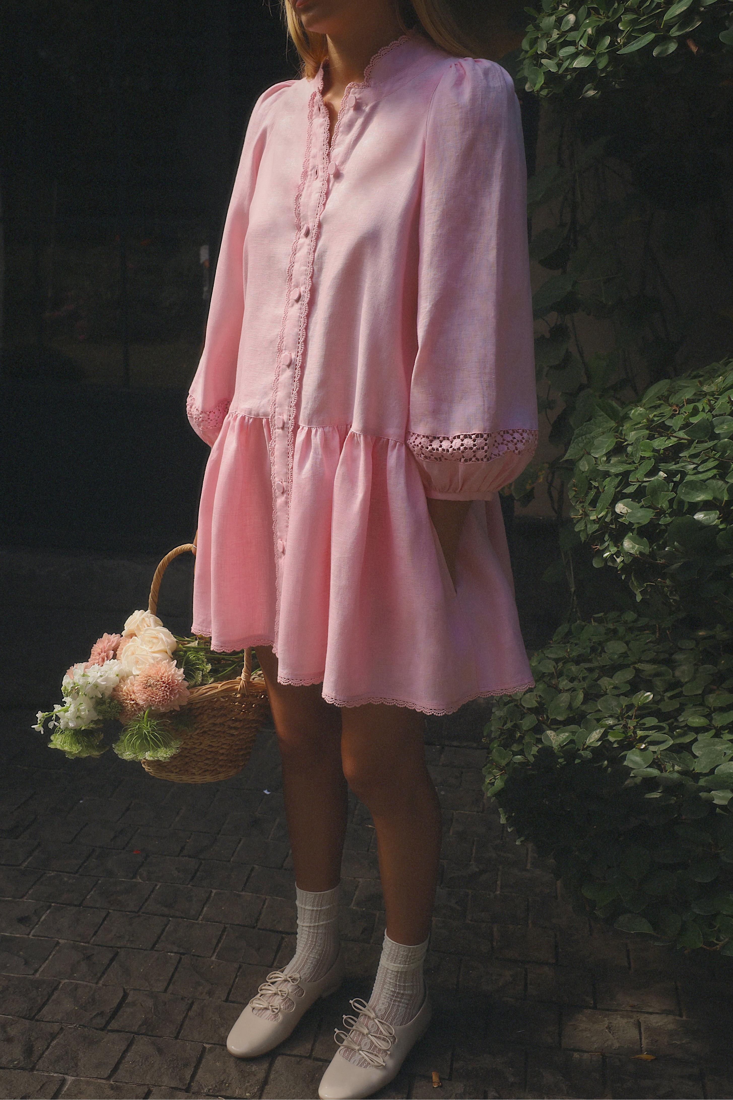 Solid Embroidered Bottom Mini Dress