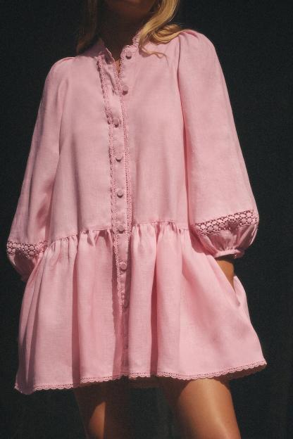 Solid Embroidered Bottom Mini Dress