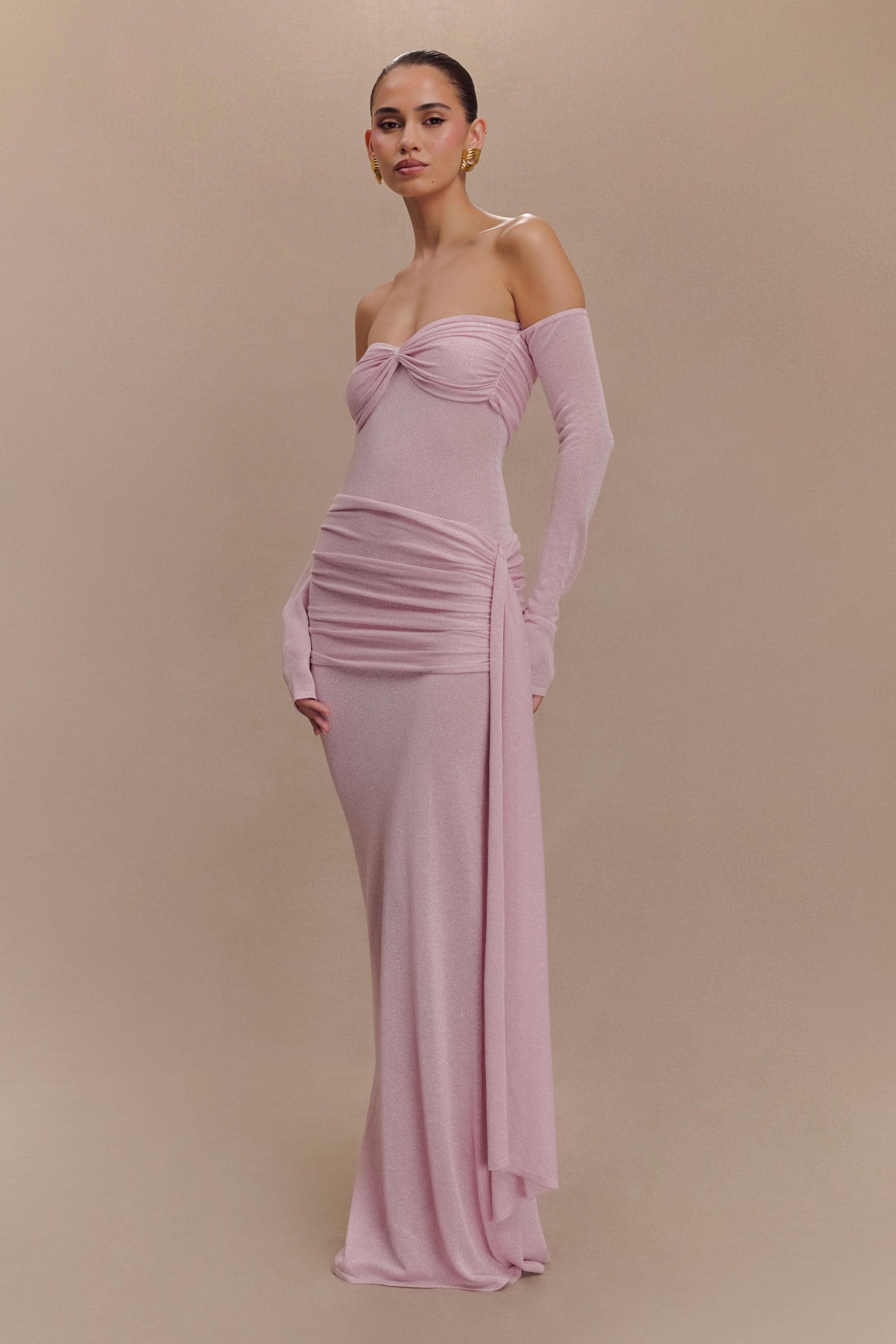 Solid Luxury Off Shoulder  Maxi Dress