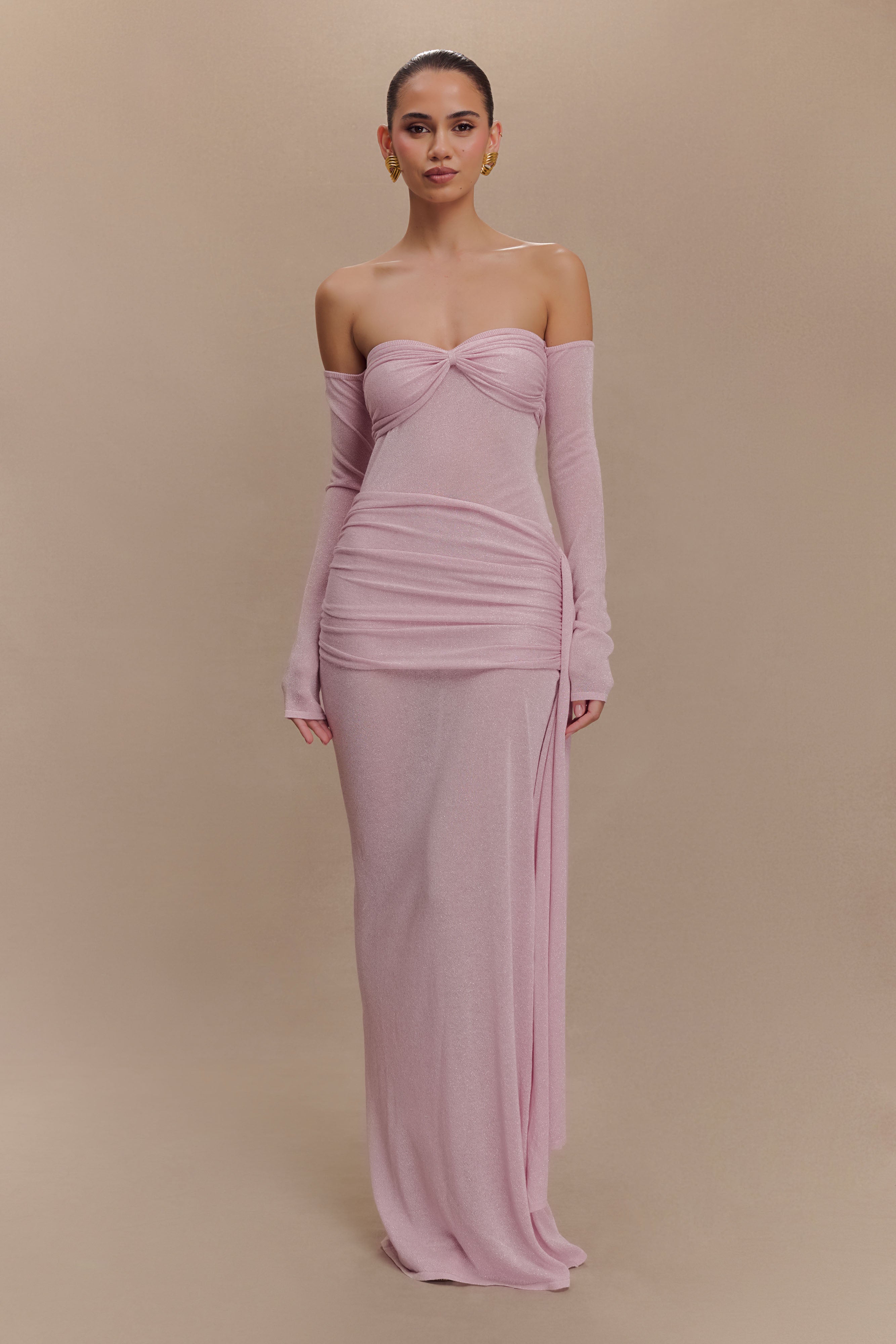 Solid Luxury Off Shoulder  Maxi Dress