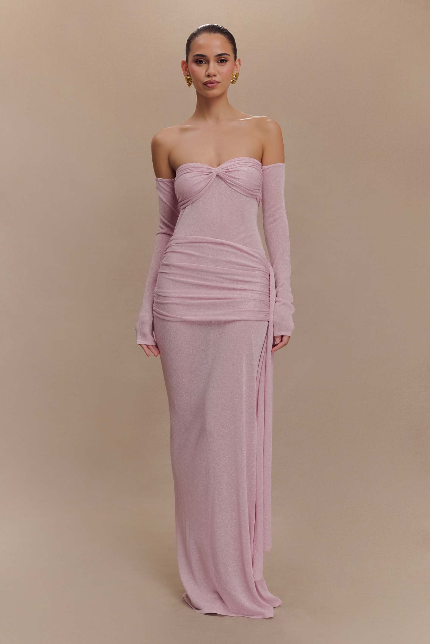 Solid Luxury Off Shoulder Maxi Dress